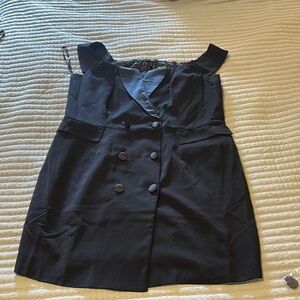 Elegant Black Double-Breasted Dress